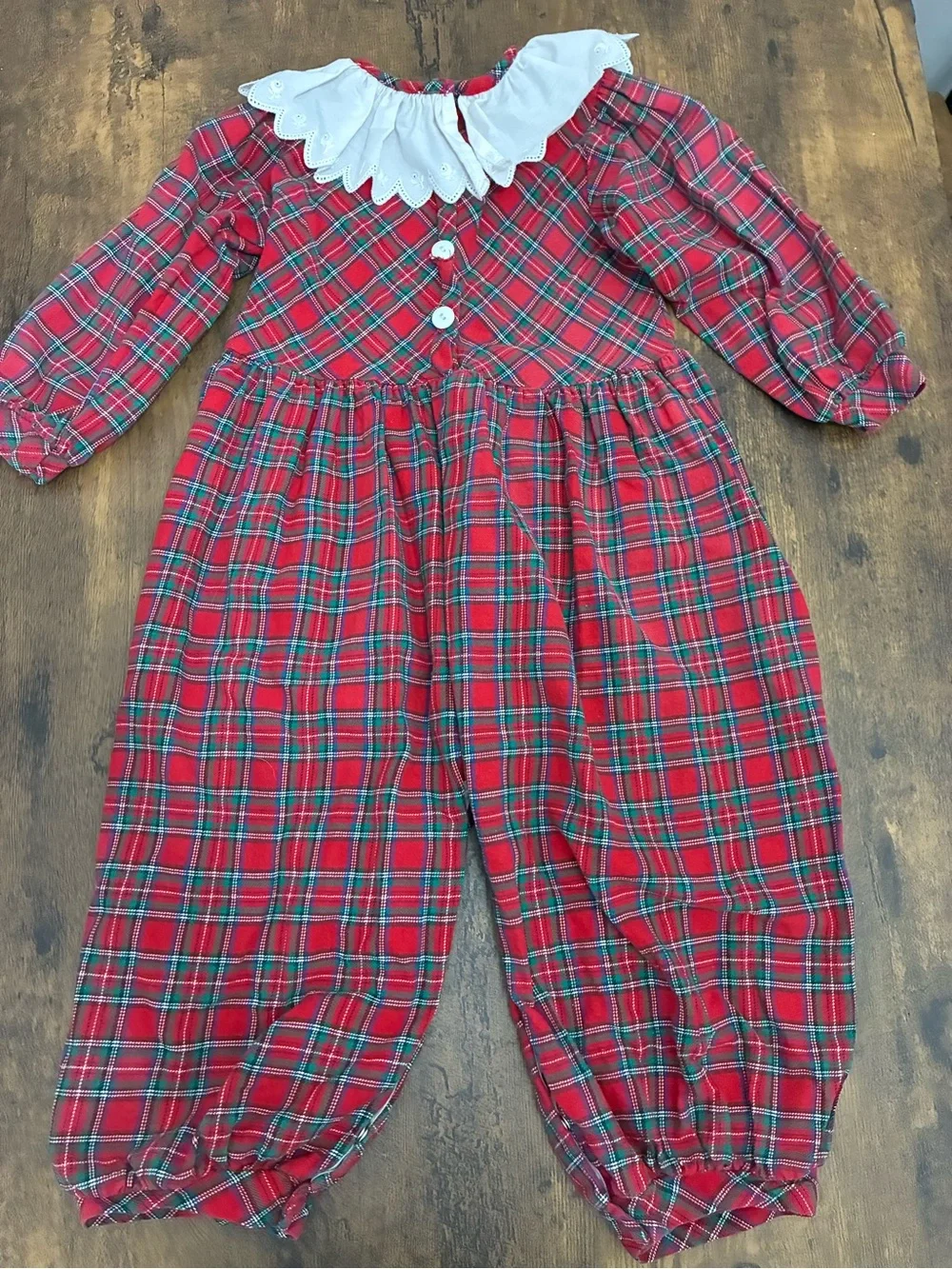 Vintage Buster Brown Christmas Plaid Girl’s 24 Month Romper